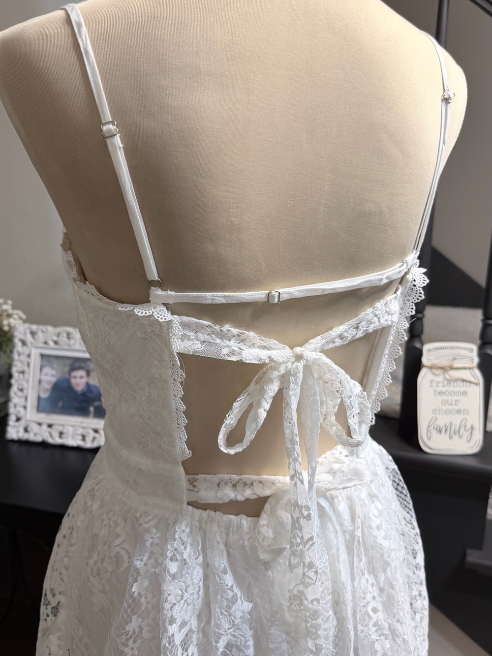 NWT Lulus White Lace Tiered Midi Dress with Open Back Medium - Picture 8 of 11